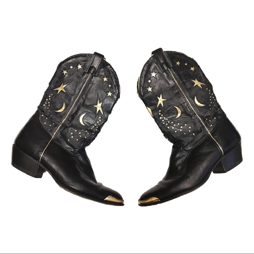 Starry Night Vintage Steel Toe Cowboy Boots